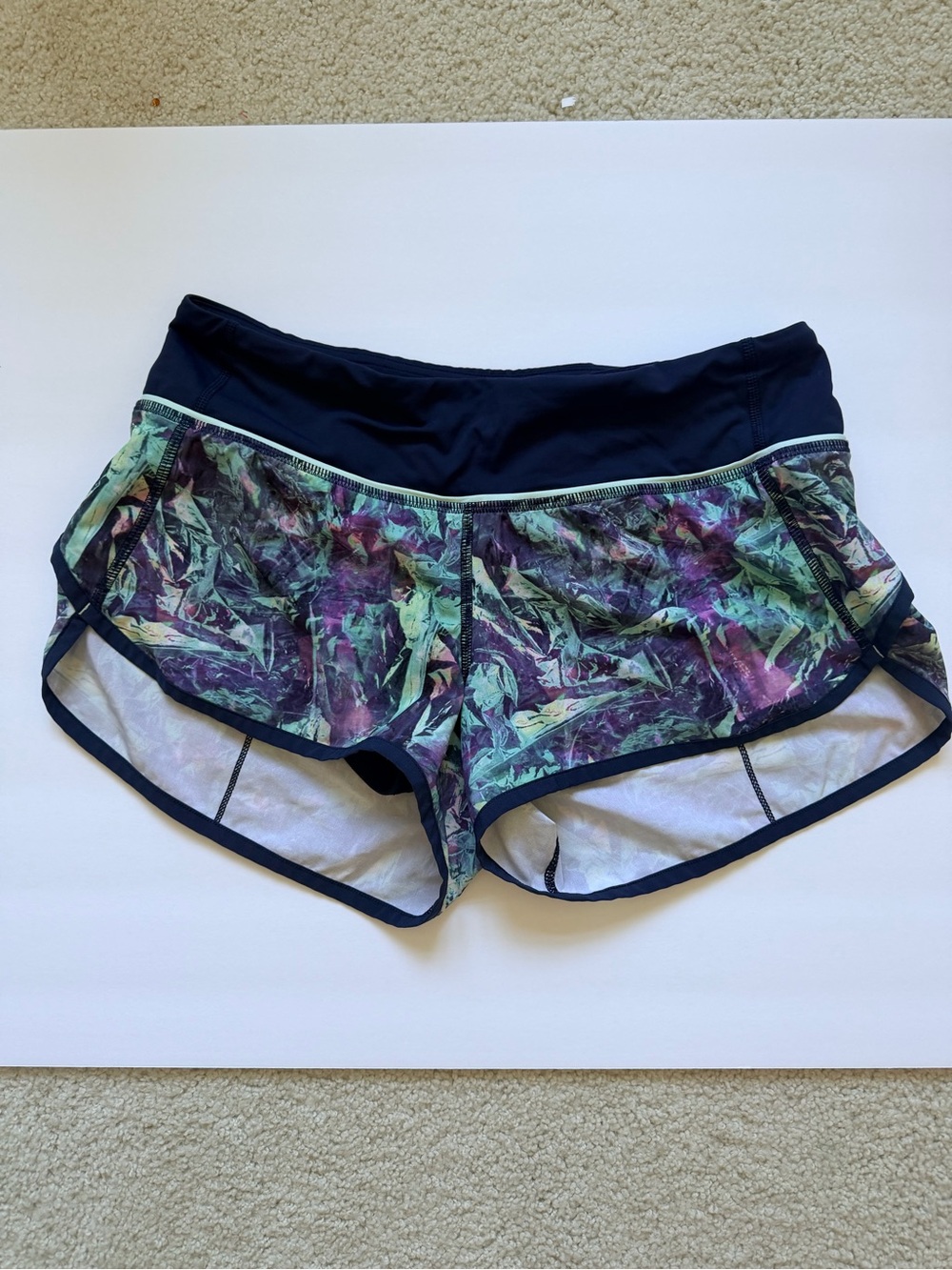 lululemon athletica Women's Workout Shorts in Black, Teal & Purple Print